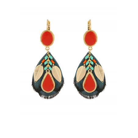 Ethnic  and feather earrings | Blue