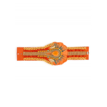 Bracelet féminin plumes et cristaux | Orange62236