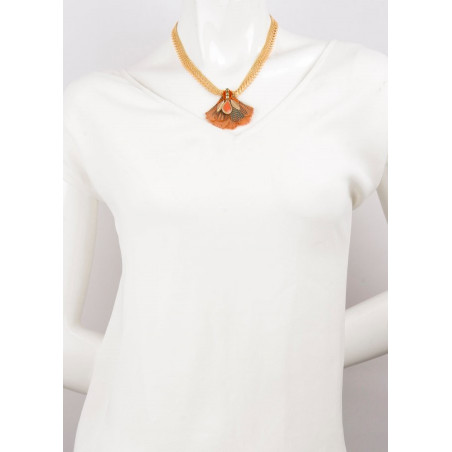 Glamour crystal and feather necklace| Orange62252