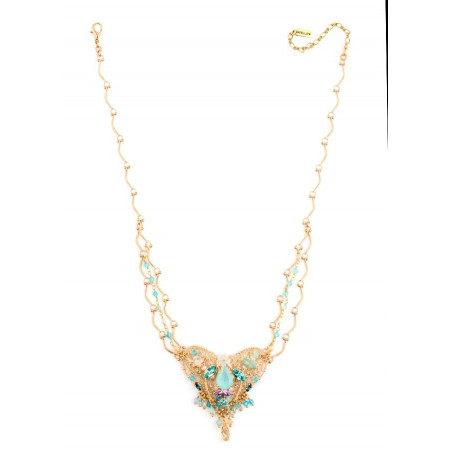 Elegant Japanese bead and mother-of-pearl necklace | Turquoise63112