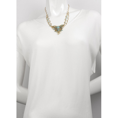 Elegant Japanese bead and mother-of-pearl necklace | Turquoise63113