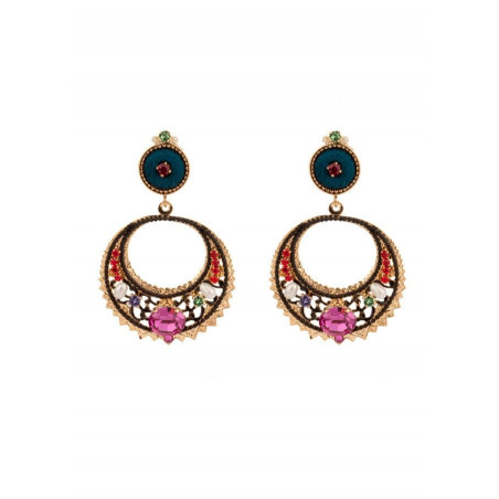 Glamorous clip-on earrings with crystals and velvet | Blue