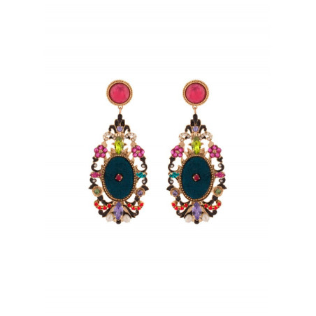 Colourful earrings with crystals and velvet | Blue