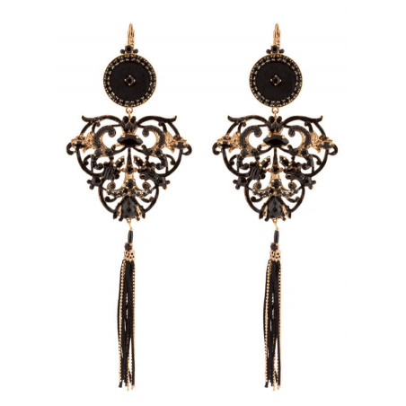 Colourful sleeper earrings in Swarovksi crystals and Japanese beads | Black