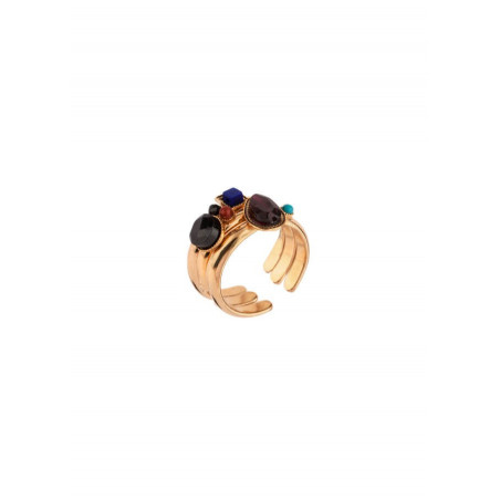 On-trend ring with turquoise and garnet | Multicoloured