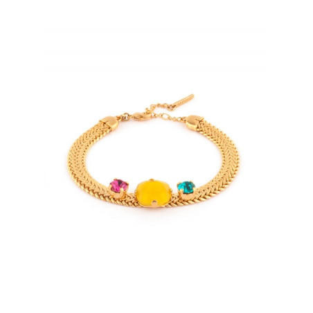 Feminine gold metal crystal bracelet | yellow