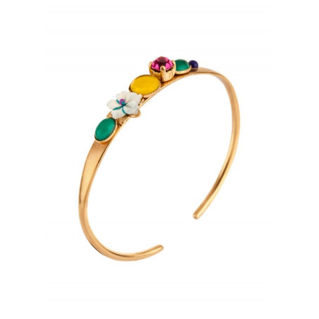 Sophisticated gold metal and mother-of-pearl bangle|yellow