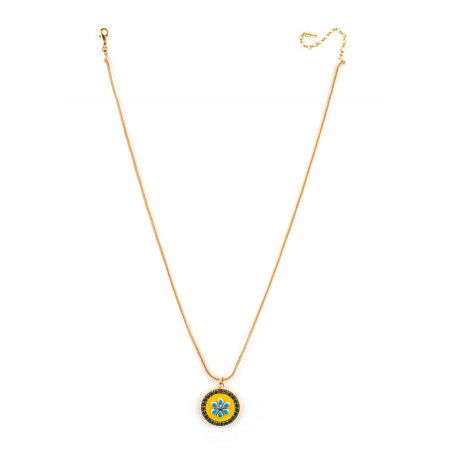 Summery gold metal crystal pendant necklace | yellow67357