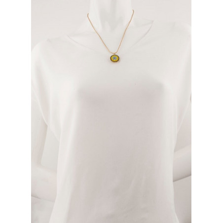 Summery gold metal crystal pendant necklace | yellow67358