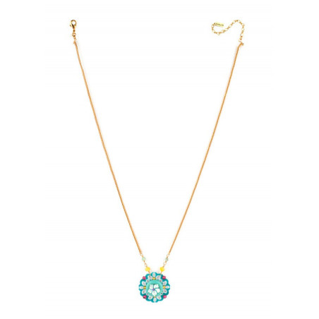 Baroque gold metal and mother-of-pearl pendant necklace|turquoise67363