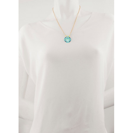 Baroque gold metal and mother-of-pearl pendant necklace|turquoise67364