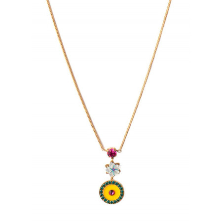 Feminine crystal and mother-of-pearl pendant necklace|yellow