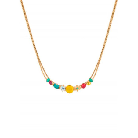 Feminine gold metal crystal necklace| turquoise