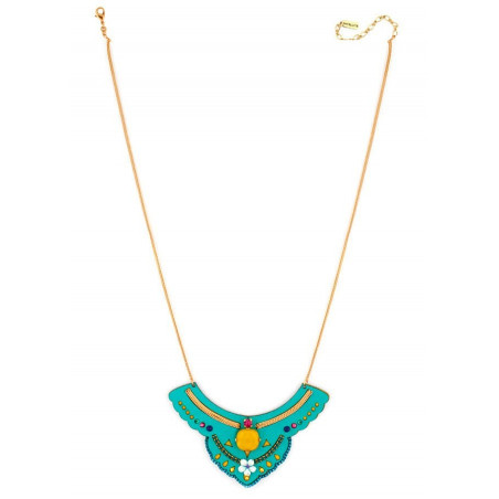 Bohemian leather crystal breastplate necklace | turquoise67399