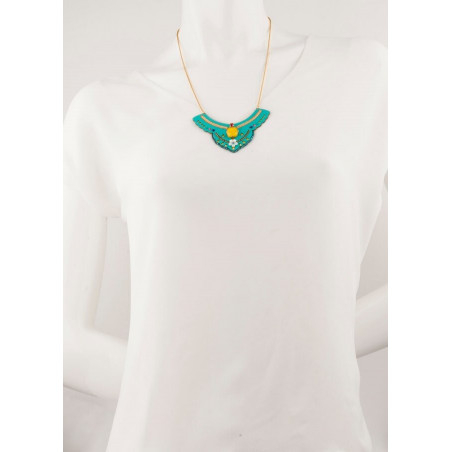 Bohemian leather crystal breastplate necklace | turquoise67400