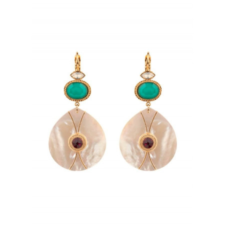 Refined sleeper earrings with crystal|mother-of-pearl