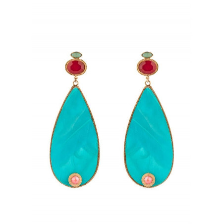 Ethnic feather earrings for pierced ears|turquoise