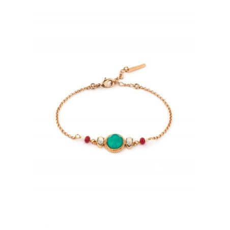Feminine gold metal and crystal bracelet | turquoise