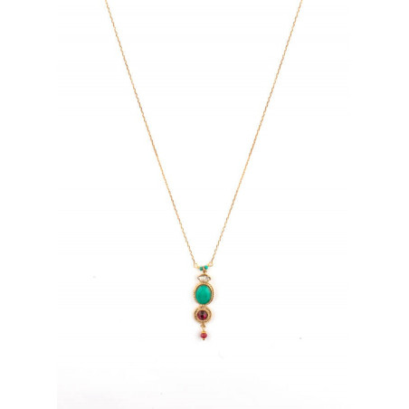 On-trend gold metal crystal pendant necklace| red