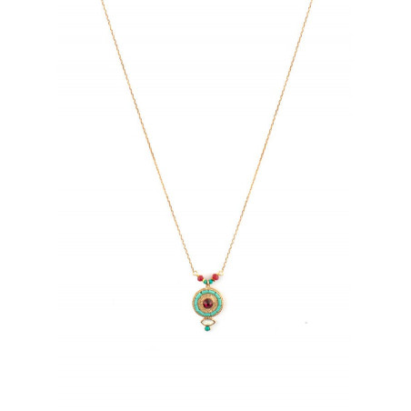 Feminine gold metal crystal pendant necklace | red