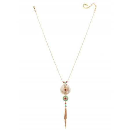 Bohemian gold metal crystal necklace | mother-of-pearl67738