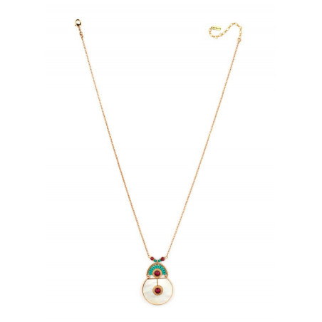 Ethnic gold metal crystal and mother-of-pearl necklace | mother-of-pearl67750