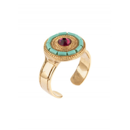 Bohemian gold metal crystal ring |red
