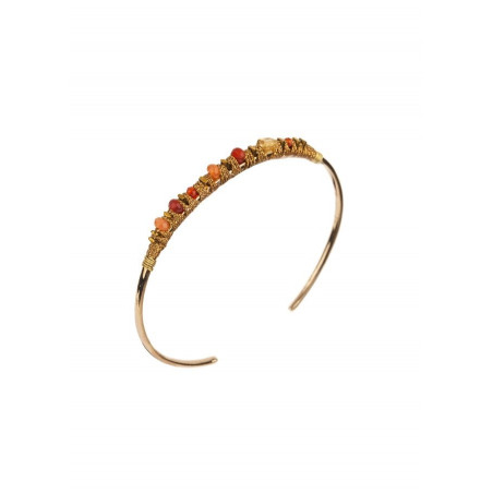 Bracelet jonc solaire cornaline et agate | Orange