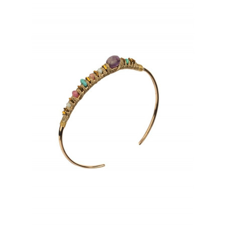 Bracelet jonc ethnique amazonite et turquoise | Mauve