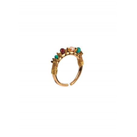 On-trend ring with lapis lazuli and turquoise l Multicolor