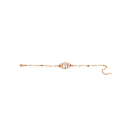 Feminine garnet and freshwater pearl flexible bracelet | Pearl71554