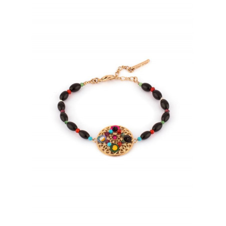 Elegant gem and pearl flexible bracelet |  Multicolor