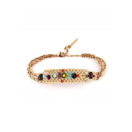 Beautiful gem and pearl flexible bracelet |  Multicolor