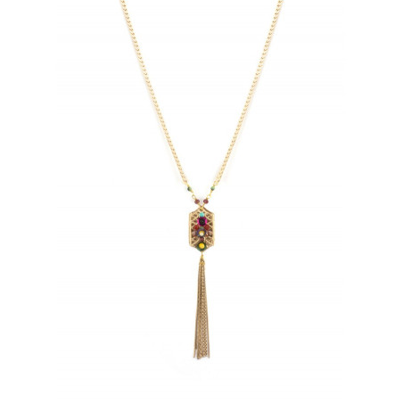 Elegant gem and sequin mid-length necklace|  Multicolor