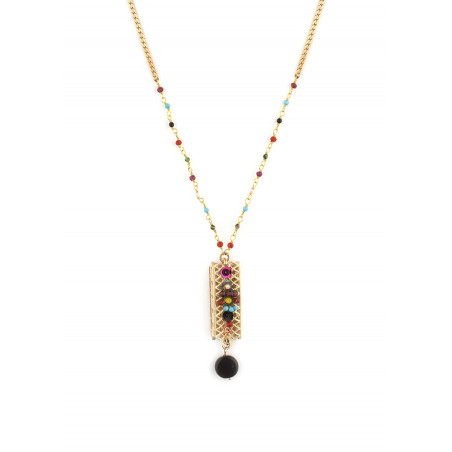Poetic gem and pearl mid-length necklace|  Multicolor