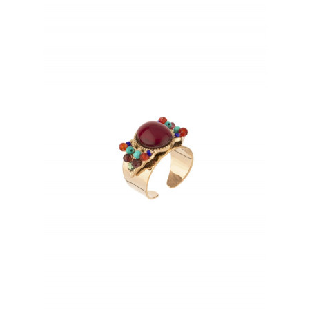 Baroque turquoise and garnet ring l  Multicolor