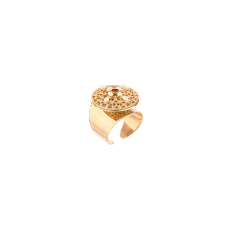Refined crystal and freshwater pearl ring|Pearl