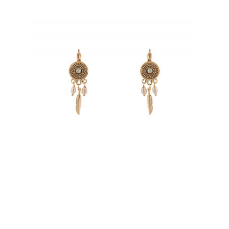 Ethnic sleeper earrings with crystal |bead