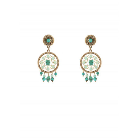 Dream-catcher jasper and amazonite clip earrings l turquoise