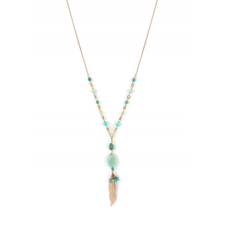 Fashionable mid-length feather turquoise and amazonite necklace | turquoise