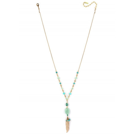 Fashionable mid-length feather turquoise and amazonite necklace | turquoise73145