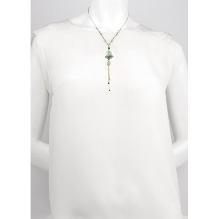 Mid-length amazonite and turquoise glamorous necklace | turquoise73155