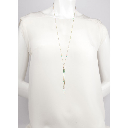 Bohemian turquoise and amazonite sautoir necklace | turquoise73173