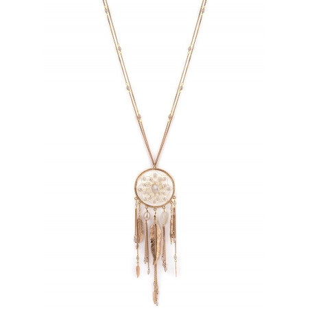 Dream-catcher white mother-of-pearl freshwater pearl sautoir necklace | pearl