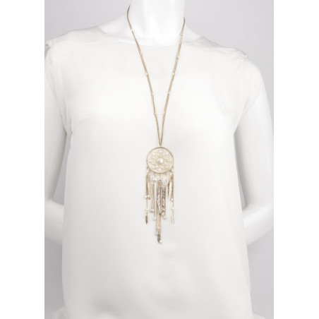 Dream-catcher white mother-of-pearl freshwater pearl sautoir necklace | pearl73179