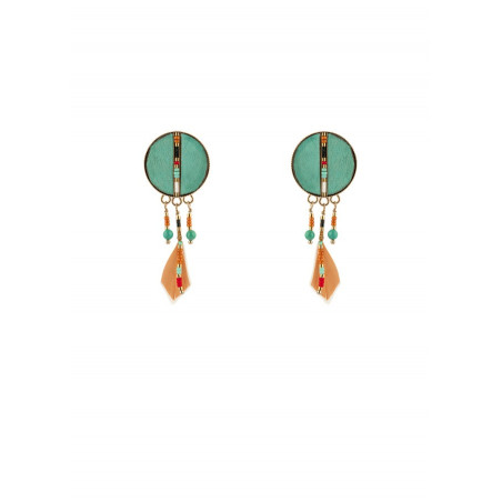 Boucles d'oreilles clips ethniques plumes | turquoise