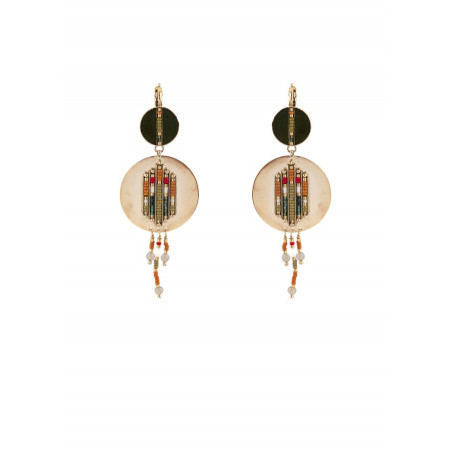 Modern feather and labradorite sleeper earrings l khaki
