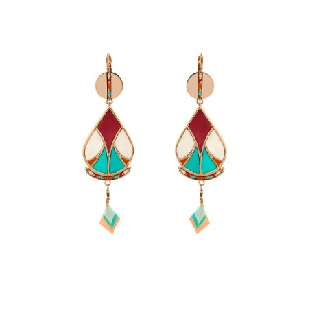 Fashionable feather and bead sleeper earrings l multicoloured
