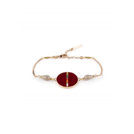 Bracelet souple glamour plumes et labradorite | rouge
