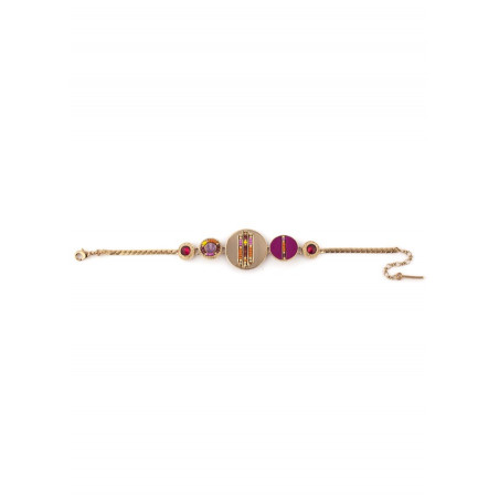 Bracelet souple glamour améthyste plumes et cristal | rose73272